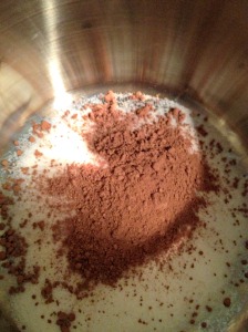 hot cocoa & sugar mixture