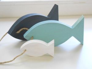 Nautical Nursery - Wooden fish décor - Etsy $24. These are the colours of our baby boy's nursery.